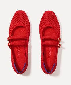The Double Buckle Mary Jane - Bright Red Mesh