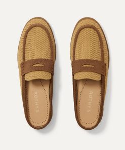The Penny Loafer Mule - Wheat Raffia-Knit