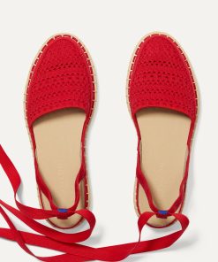 The D'Orsay Espadrille - Bright Red Crochet